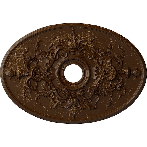 Ekena Millwork Alexa Medallion (Canopies up to 5 5/8"), 30 3/4"W x 21 1/4"H x 3 7/8"ID x 1 5/8"P, Root Beer Crackle CM21X30ALRBC - main